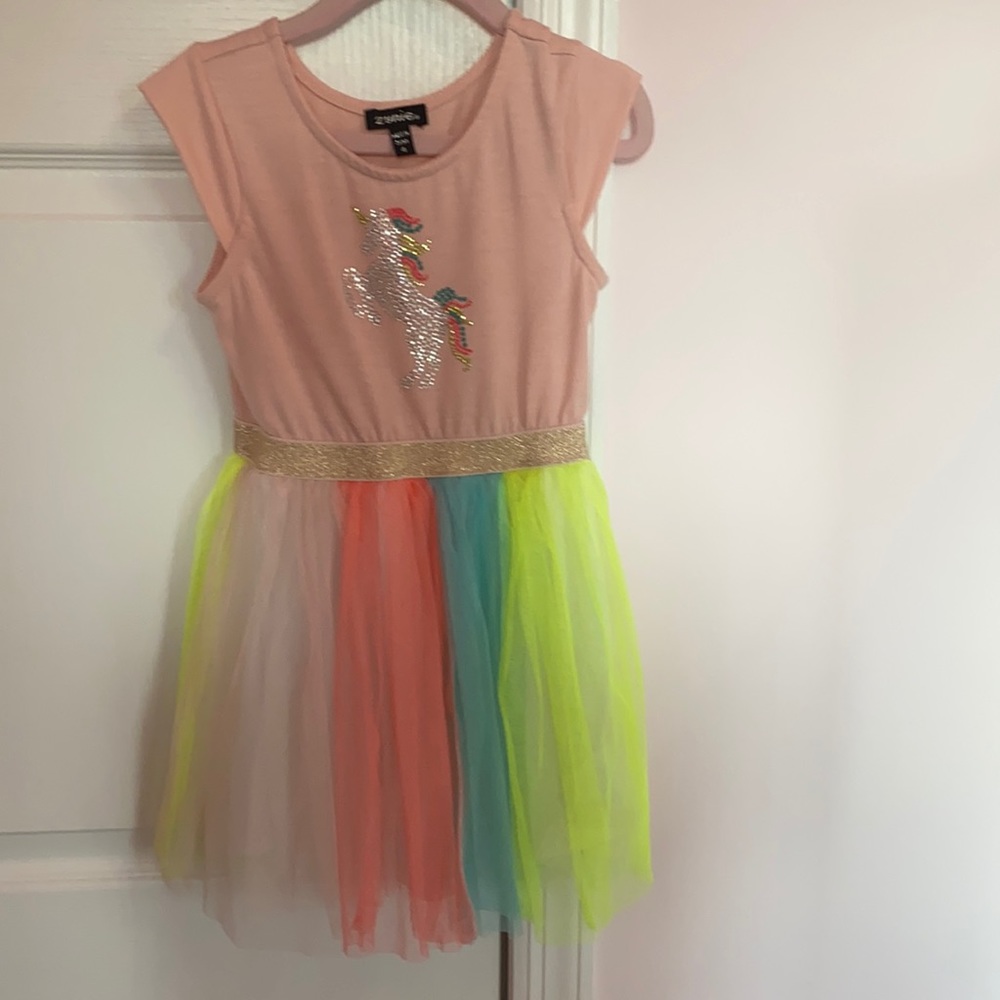 Girls rainbow unicorn dress